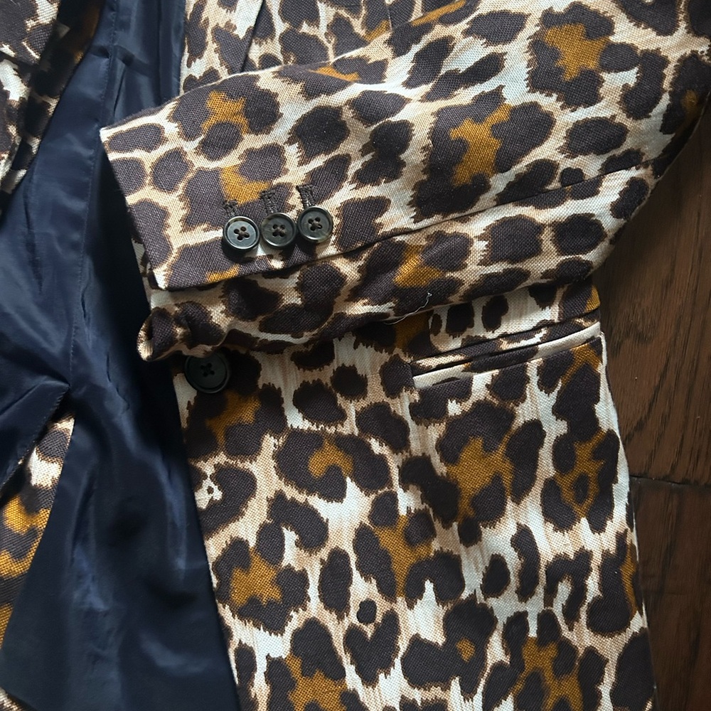 J. Crew Animal Print Blazer with Navy Lining - Picture 3 of 4